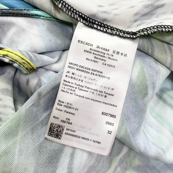 Vintage ESCADA Sport 00s Y2K “Fantasy” Draped Midi Tube Dress XS 32 Blue Green - Picture 10 of 10